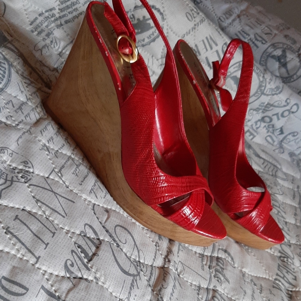 White House/ Black Market Red wedges sandals